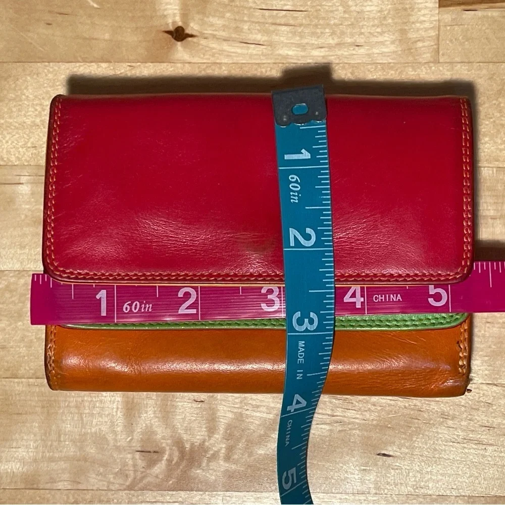 Mywalit Double Flap Purse Wallet Royal Blue Leather Organizer ID Coin Pocket